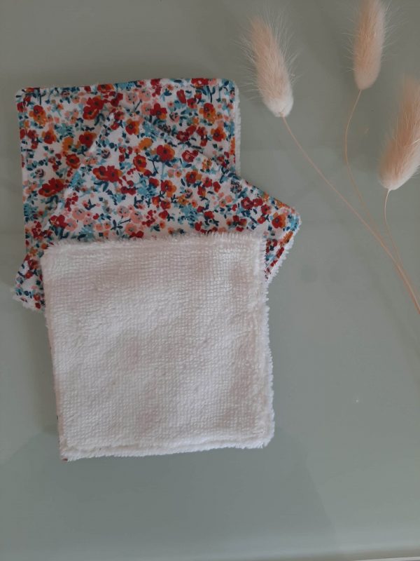 Lingettes en éponge bambou, motifs fleuri