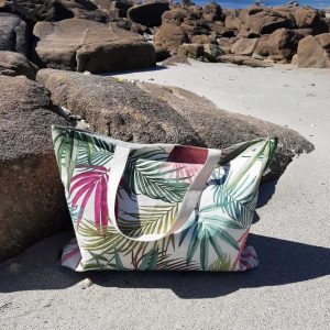 Sac d’été en coton avec poche intérieure et fermeture aimantée, cousu main, modèle tropical