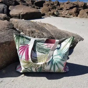 Sac d’été en coton avec poche intérieure et fermeture aimantée, cousu main, modèle tropical