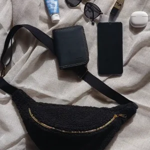 Sac banane bouclettes noires